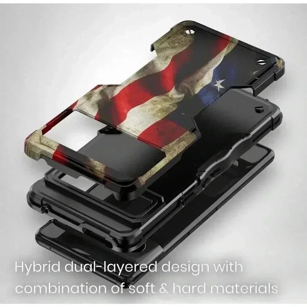 American Flag Case Compatible with Google Pixel 7a Hybrid Shockproof‎ Bumper